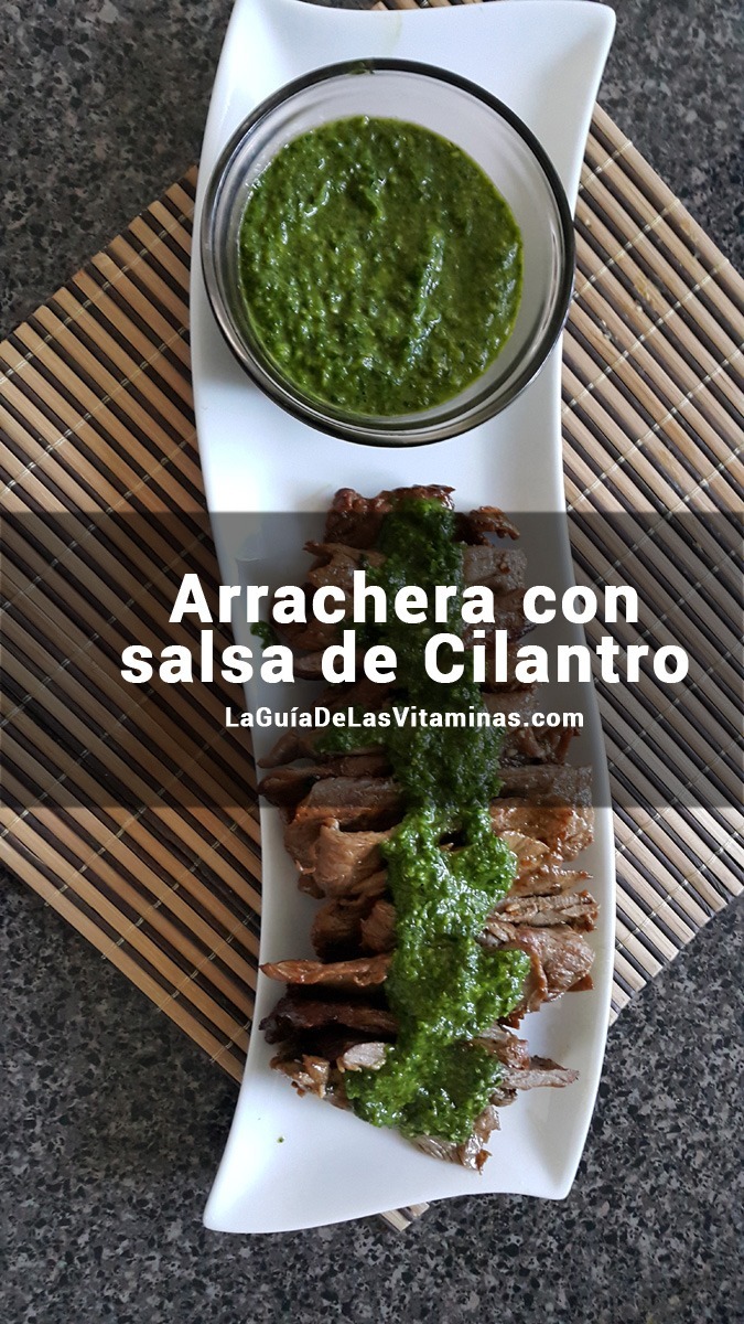 Arrachera con salsa de cilantro
